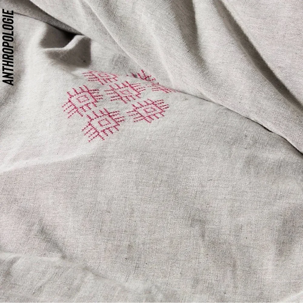 ANTHROPOLOGIE NATANI EMBROIDERED DUVET COVER IN LIGHT GREY NEW QUEEN